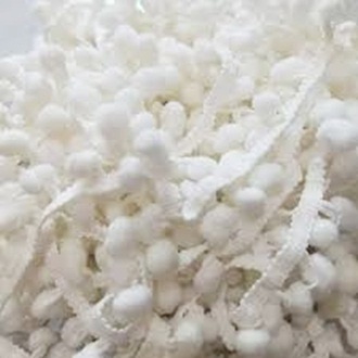 Renda Baso Besar 10mm Putih/Renda PomPom Putih