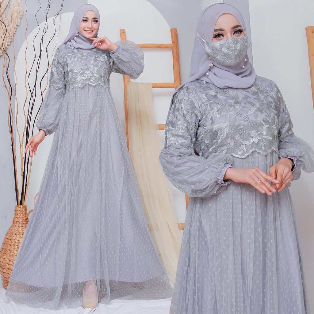 AK - GAMIS EDELWISH ORIGINAL GAMIS PESTA GAMIS MODERN GAMIS KONDANGAN GAMIS TULLE GAMIS LEBARAN GAMI