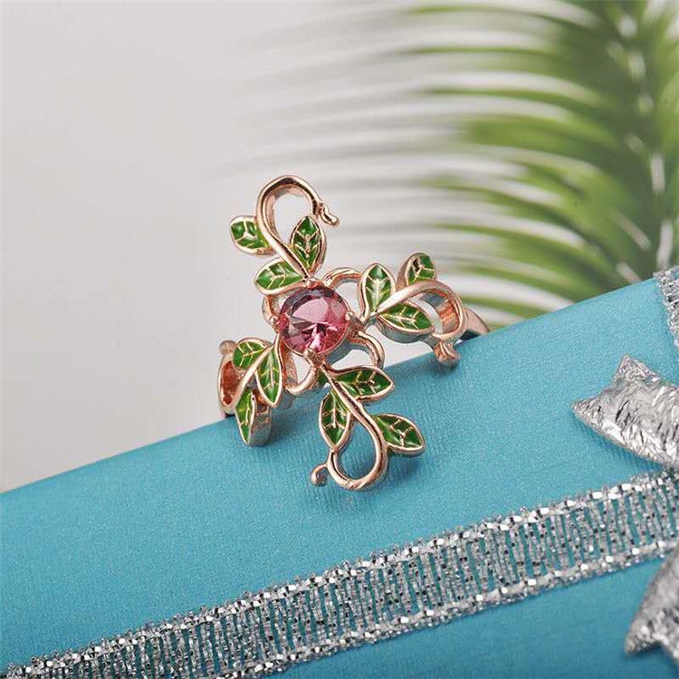 Cincin Desain Cabang Bunga micro-encrusted Untuk Wanita