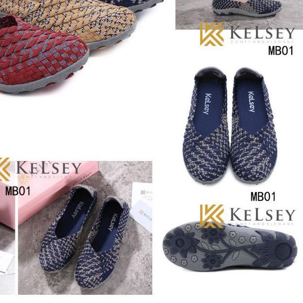 ⅍ Kelsey Sepatu Rajut Wanita MB01 Flats Shoes Rajut anyaman ♘