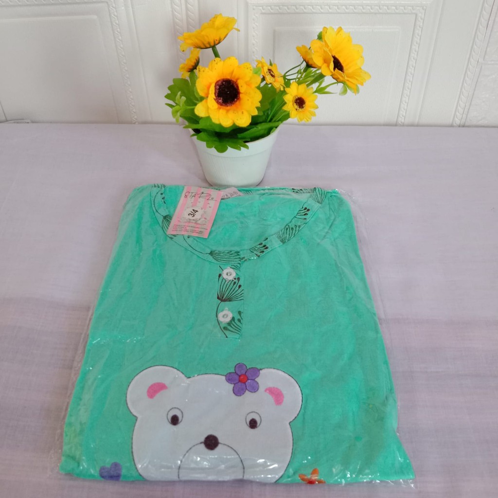 3/4 Standar Starlie - Setelan Termurah Baju Tidur Piyama Wanita Bahan Kaos 3/4 Standar L-XL Merk Starlie Baju Lengan Pendek Celana Pendek-1