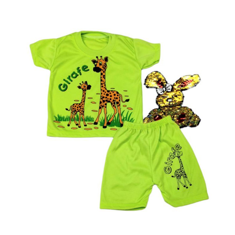 COD 1 STEL BAJU BAYI / BALITA TERBARU TERMURAH USIA 0-12 BULAN MOTIF JERAPAH LIBBABY.SHOP