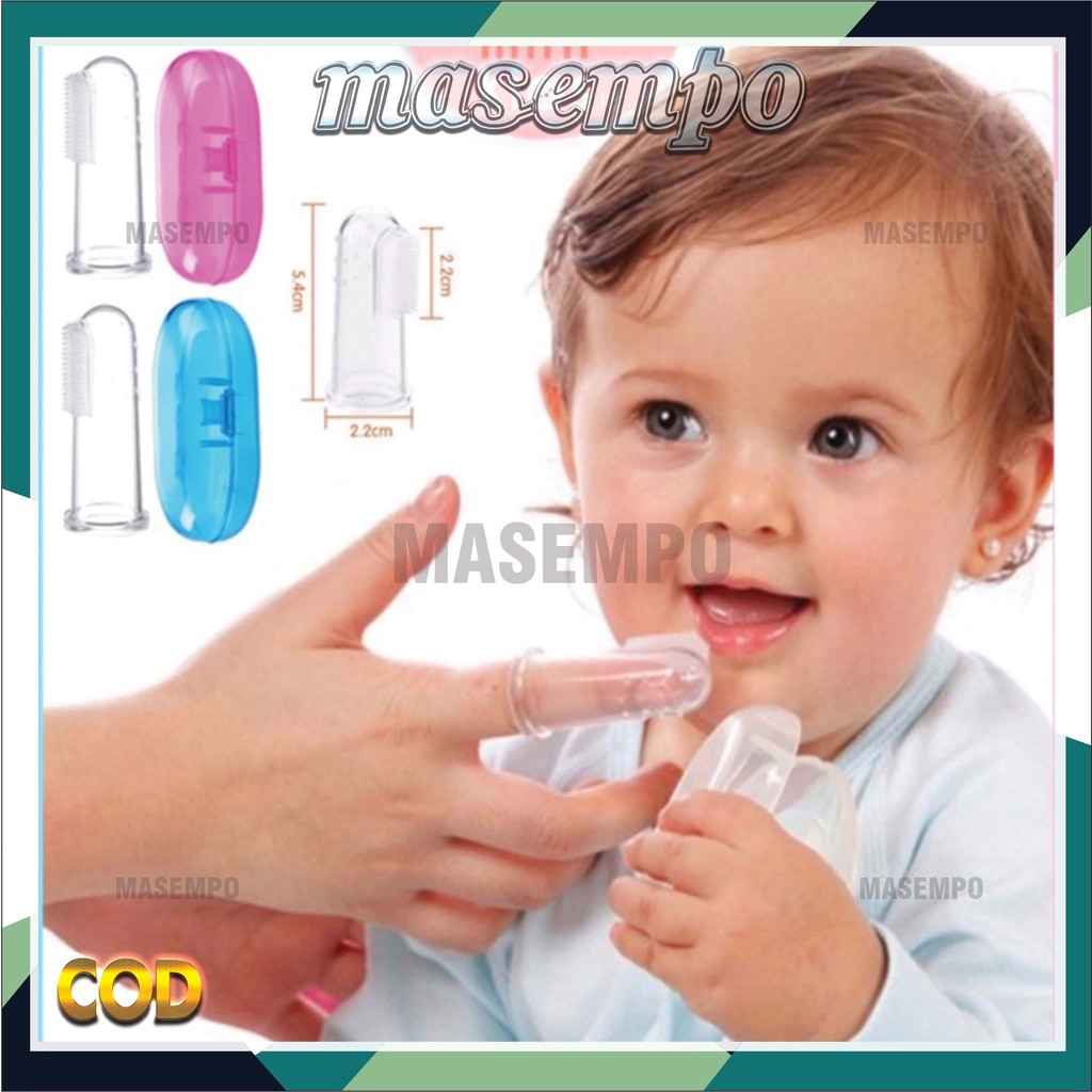 Sikat Gigi bayi Jari Silicon  Teether  Pembersih Gigi Bayi  Finger Tooth Brush masempo