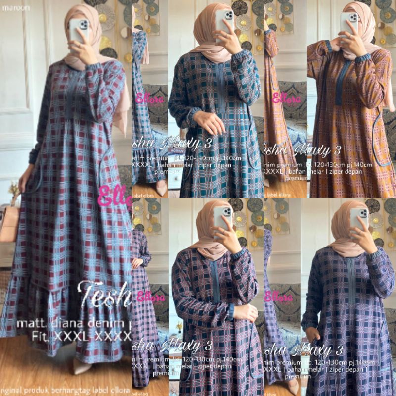 Tesha Maxy #3 Gamis Diana Denim Super Jumbo LD 130