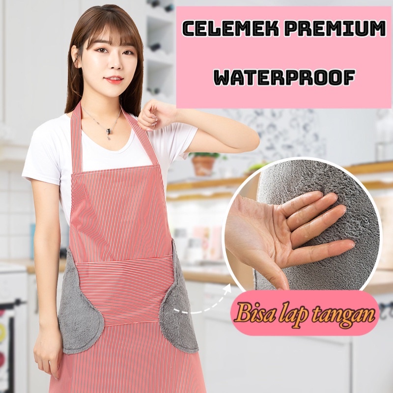 AZ Celemek Masak Apron Dapur Anti Air Minyak bisa Lap Tangan PREMIUM