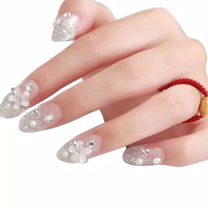KUKU PALSU NIKAH 3D BRIDAL WEDDING NAIL ART BRIDE FAKE FALSE NAILS