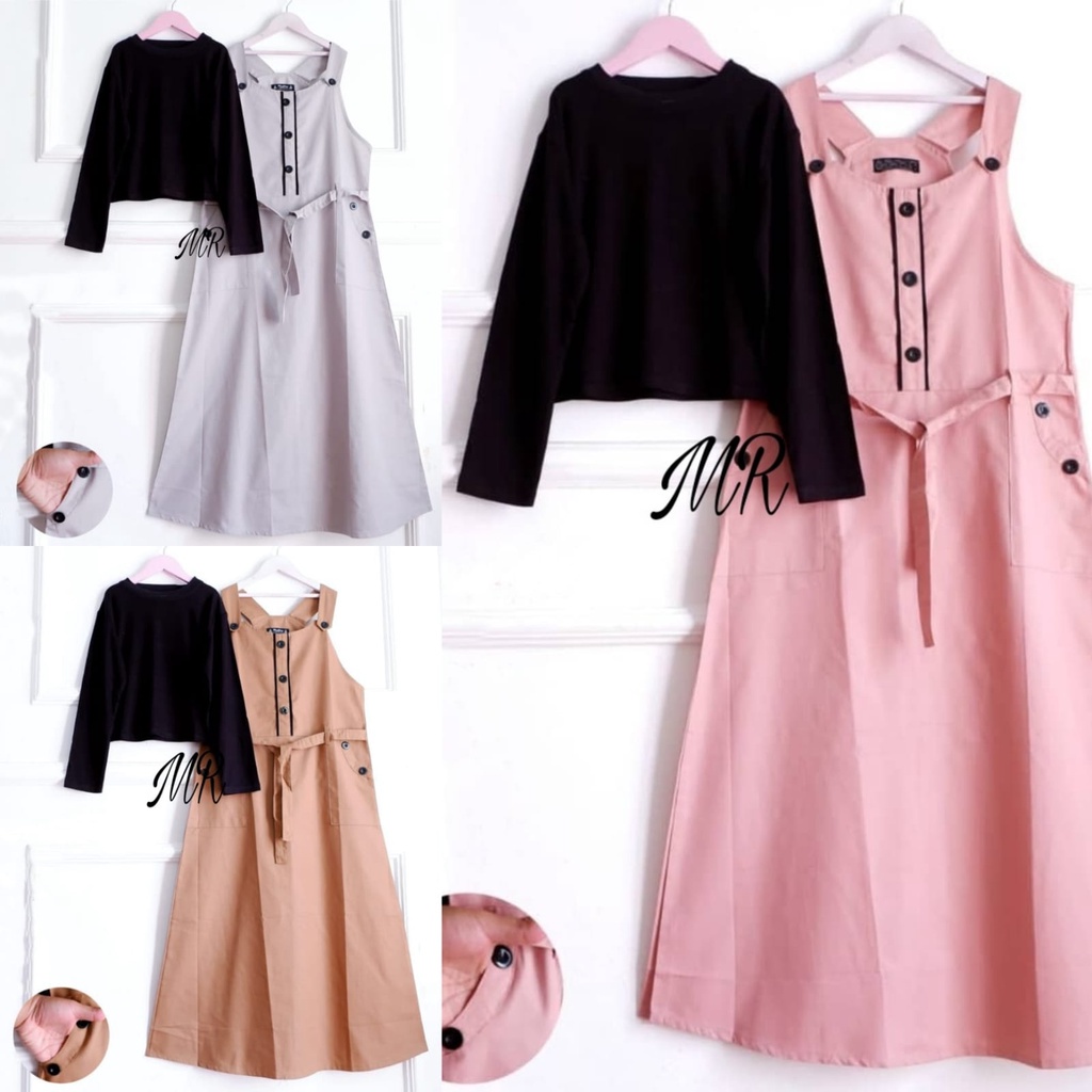 OVERAL KIDS CUTE PAKAIAN ANAK PEREMPUAN SET ANAK CEWEK STELAN BAJU LUCU 2IN SETELAN OVERALL UKURAN S