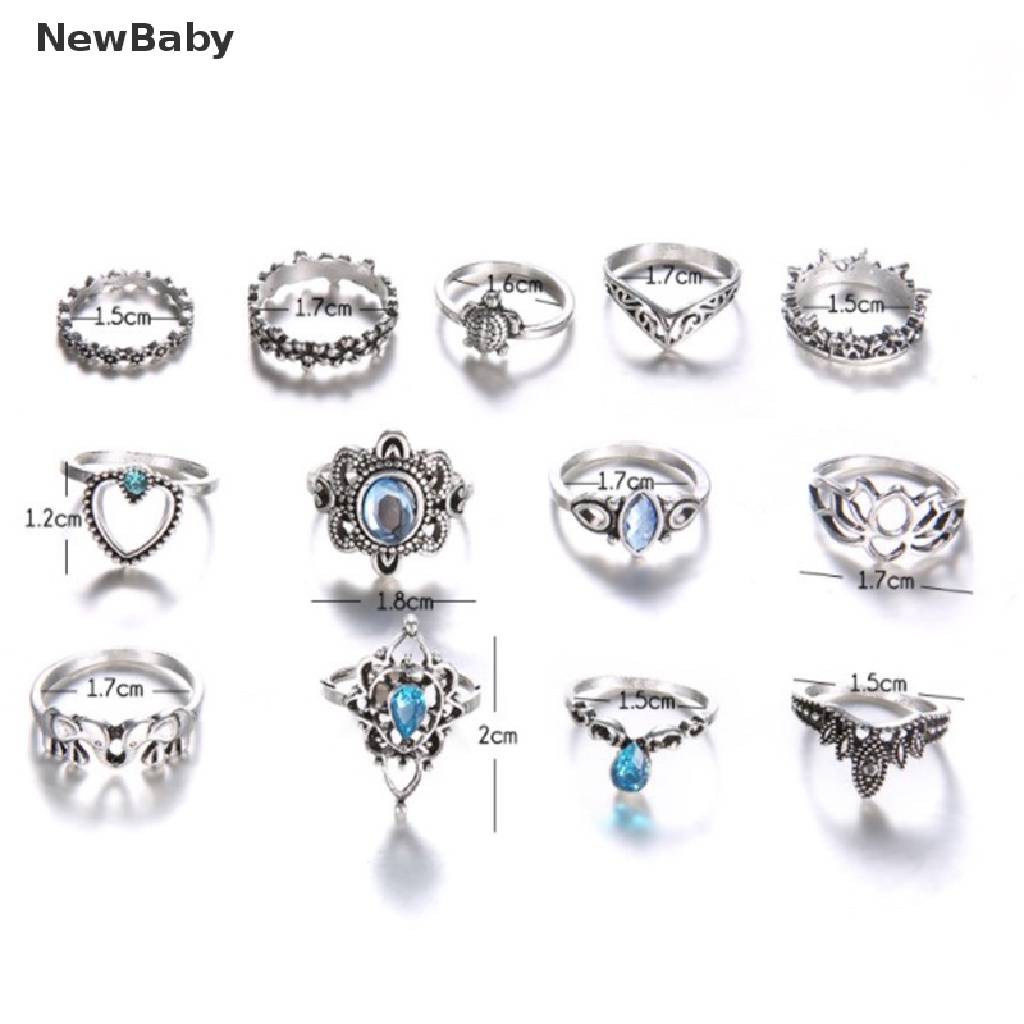 13pcs / Set Cincin Aneka Desain Gaya Punk Untuk Wanita