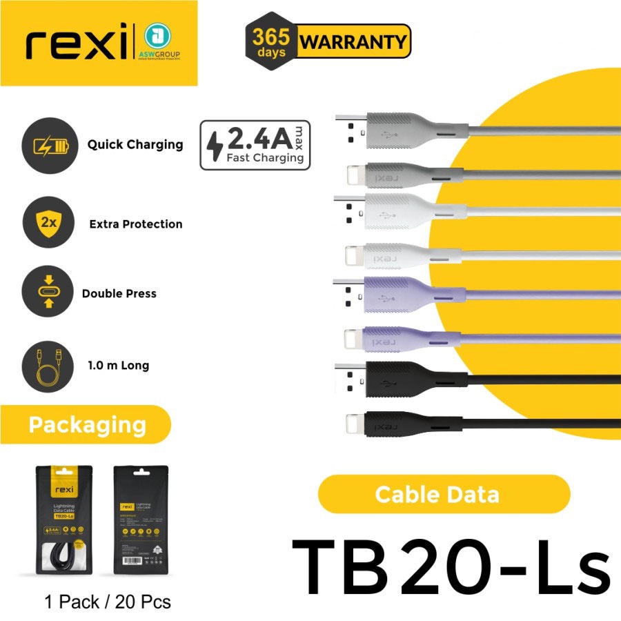 KABEL LIGHTNING REXI FAST CHARGING 2.4A TB20-LS