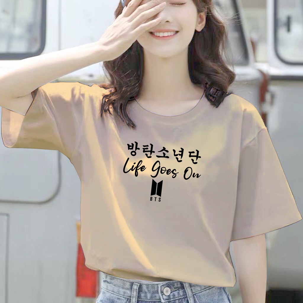 CALVIERO SHOP - BAJU KAOS ATASAN WANITA PRINT LIFE GOES ON KOREA