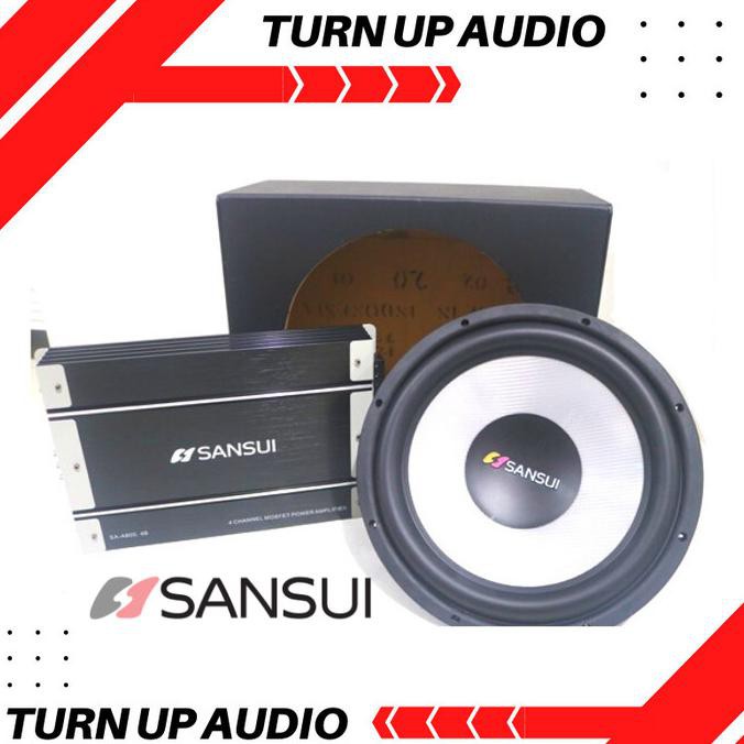 Paket Audio Mobil Murah Sansui Power 4 Channel Subwoofer 12 inch NEW