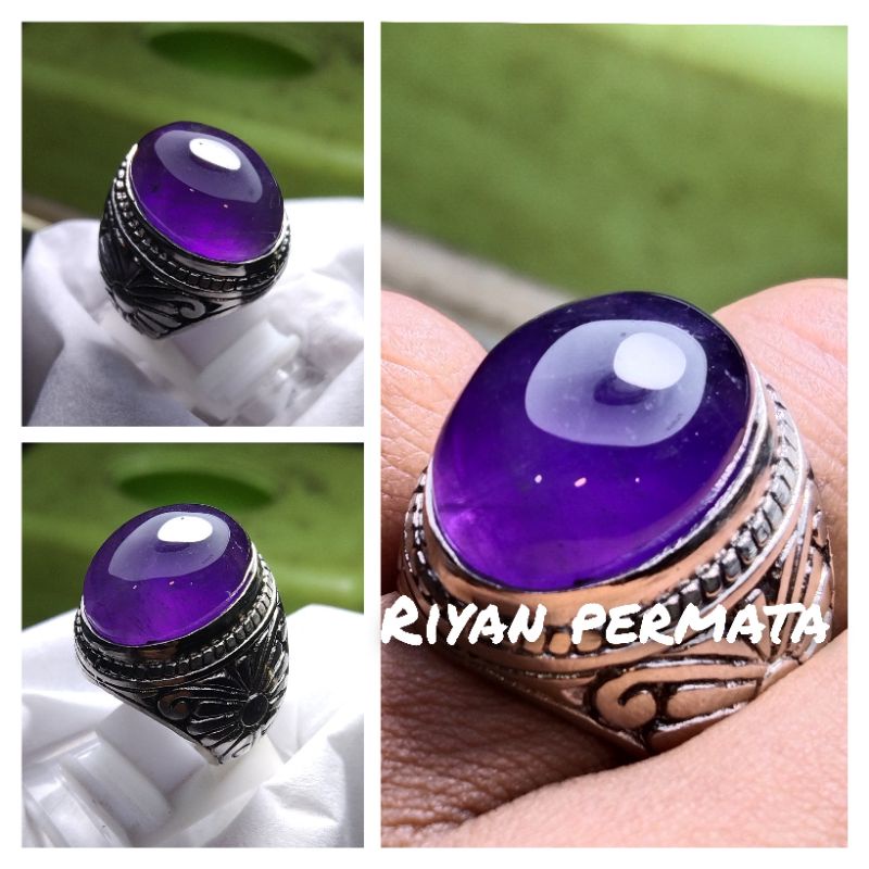 Batu cincin kecubung wulung ungu jaminan asli
