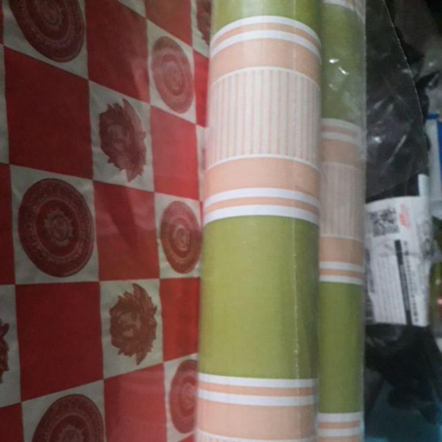 Wallpaper Stiker Dinding Salur Hijau Ukuran 45cm X10mtr