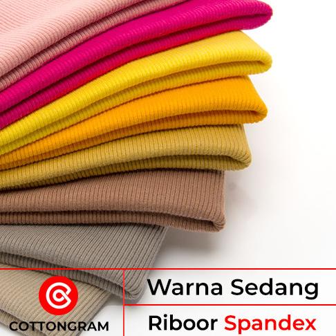 Kain Bahan Rib Jaket Rib bur Spandex Cotton Warna Sedang