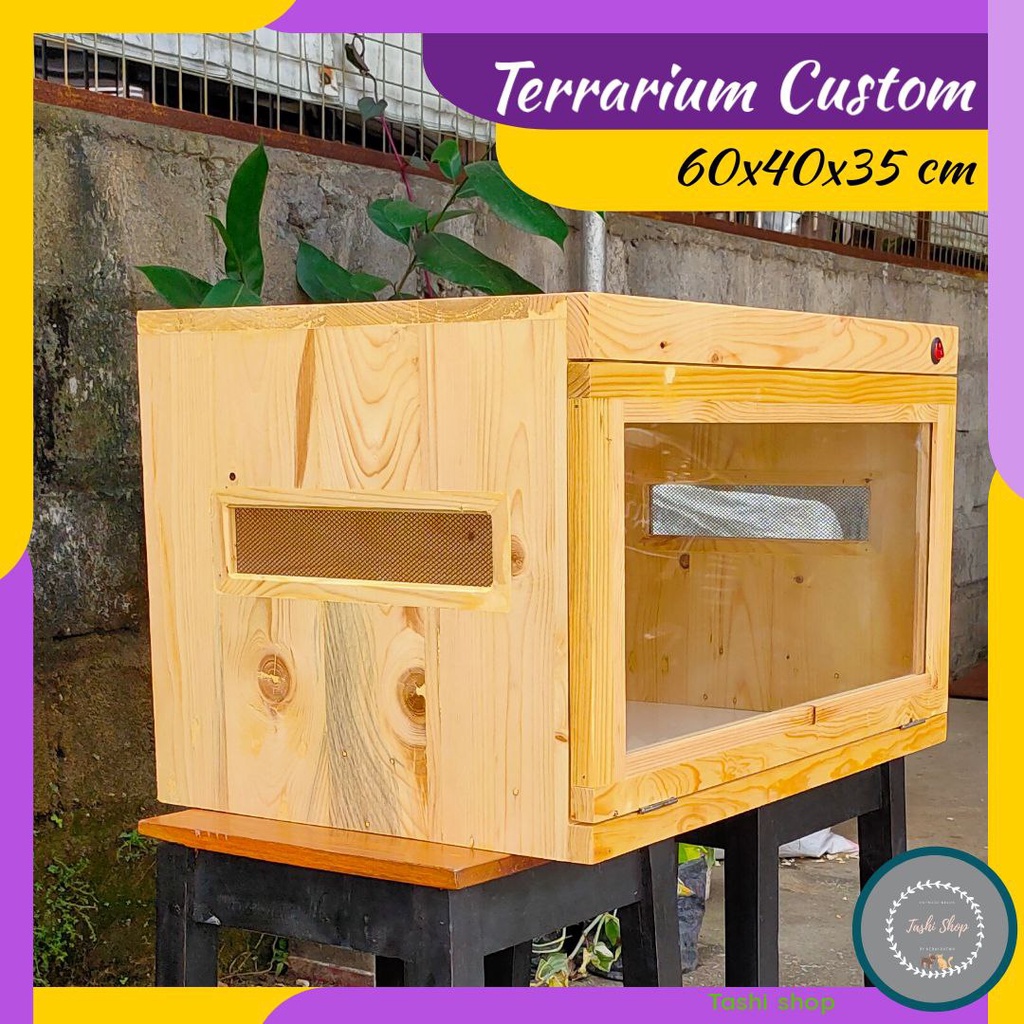 Terrarium Custom 60x40x35cm Kandang Salvator, Iguana, Reptile, Ular, Dll