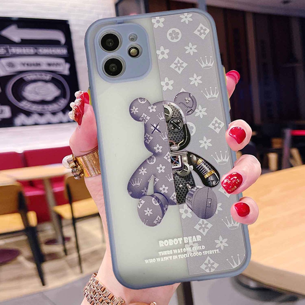 Dua Warna Silikon Beruang Casing Ponsel untuk iPhone 11 12 Pro Max XR XsMax 6 Plus 7 8 Plus SE 2020