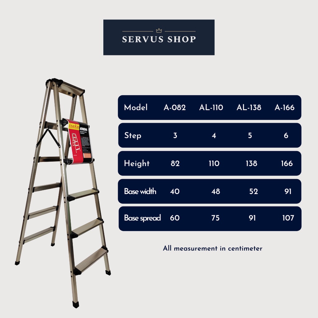 TANGGA ATHENA ALUMINIUM MODEL LIPAT / LADDER / PERTUKANGAN / 82 CM - 166 CM