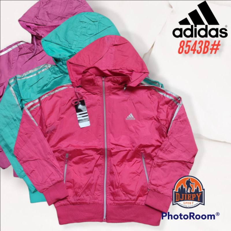 JAKET PARASUT ADIDAS BOLAK BALIK WATERPROOF LADIES WOMAN SERIES WANITA IMPORT