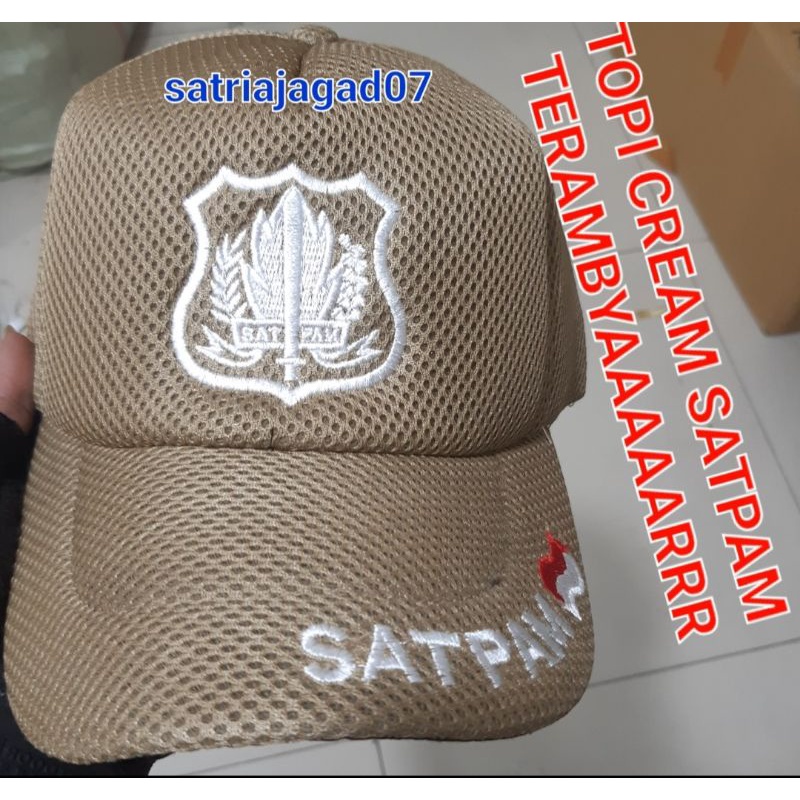 TOPI CREAM SATPAM,TOPI CREAM TERBARU SATPAM,TOPI SATPAM