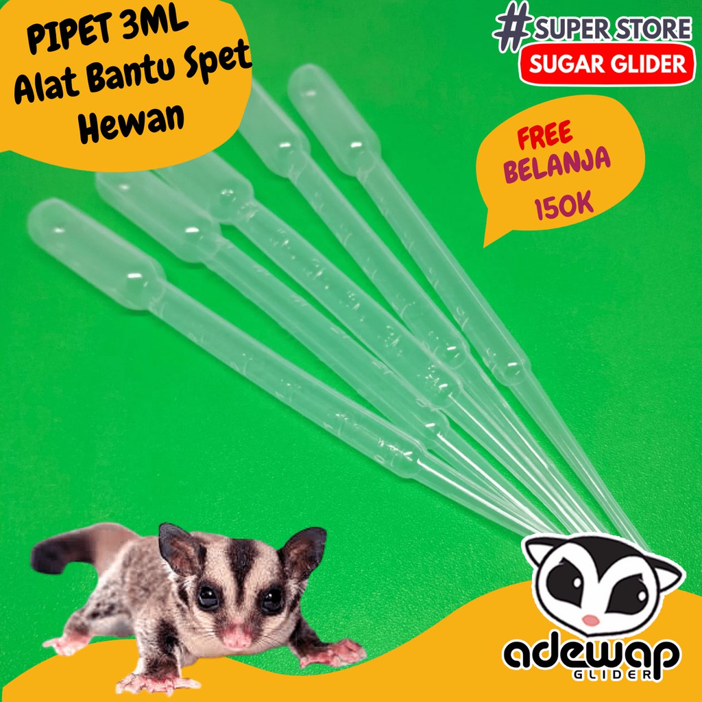 ADEWAP GLIDER Pipet Plastik 3 ml Alat Bantu Makan Sugar Glider