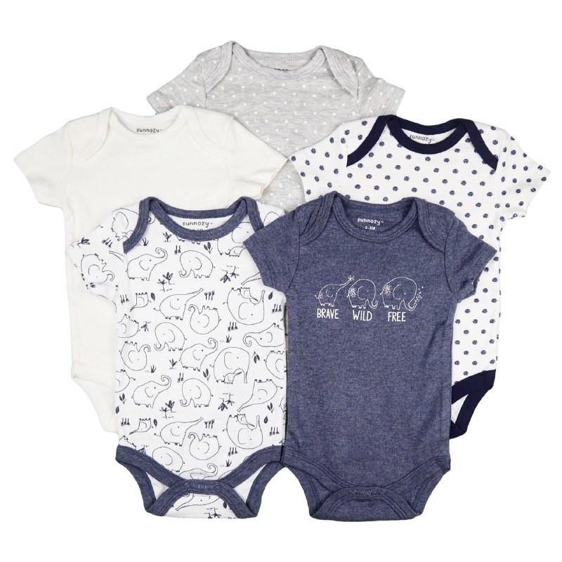 Tedmimak Bodysuit Shortsleeve Baby / Jumper Lengan Pendek / Baju Bayi / Pakaian Bayi Isi 5pcs