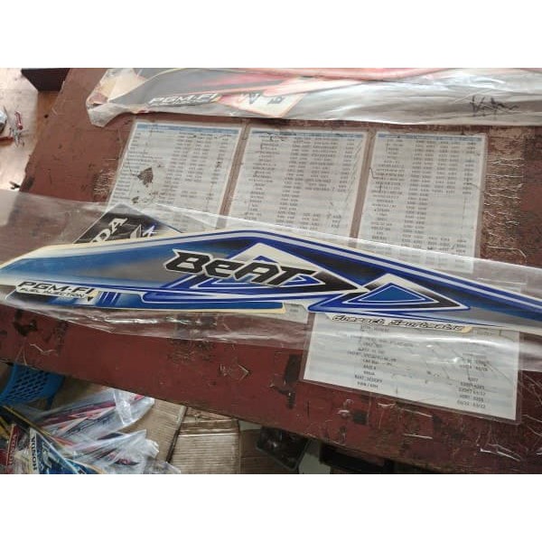Striker Motor Bodi /   Striping lis/Stiker Body/Stiker Motor Honda Beat Fi 2013 Biru