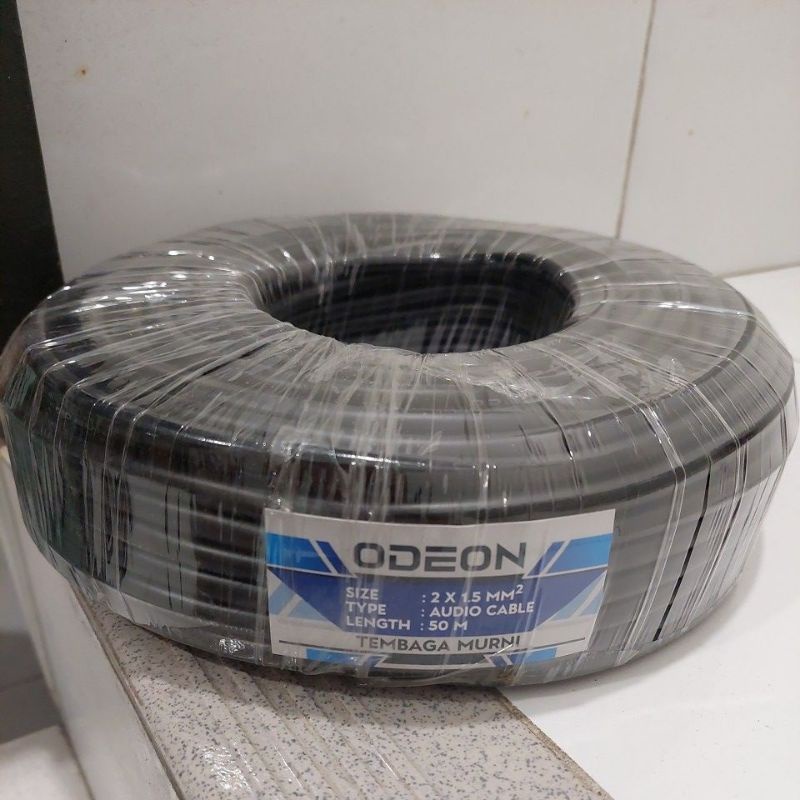 kabel speaker 2x1.5mm odeon 50meter warna hitam odeon 2x1.5 mm