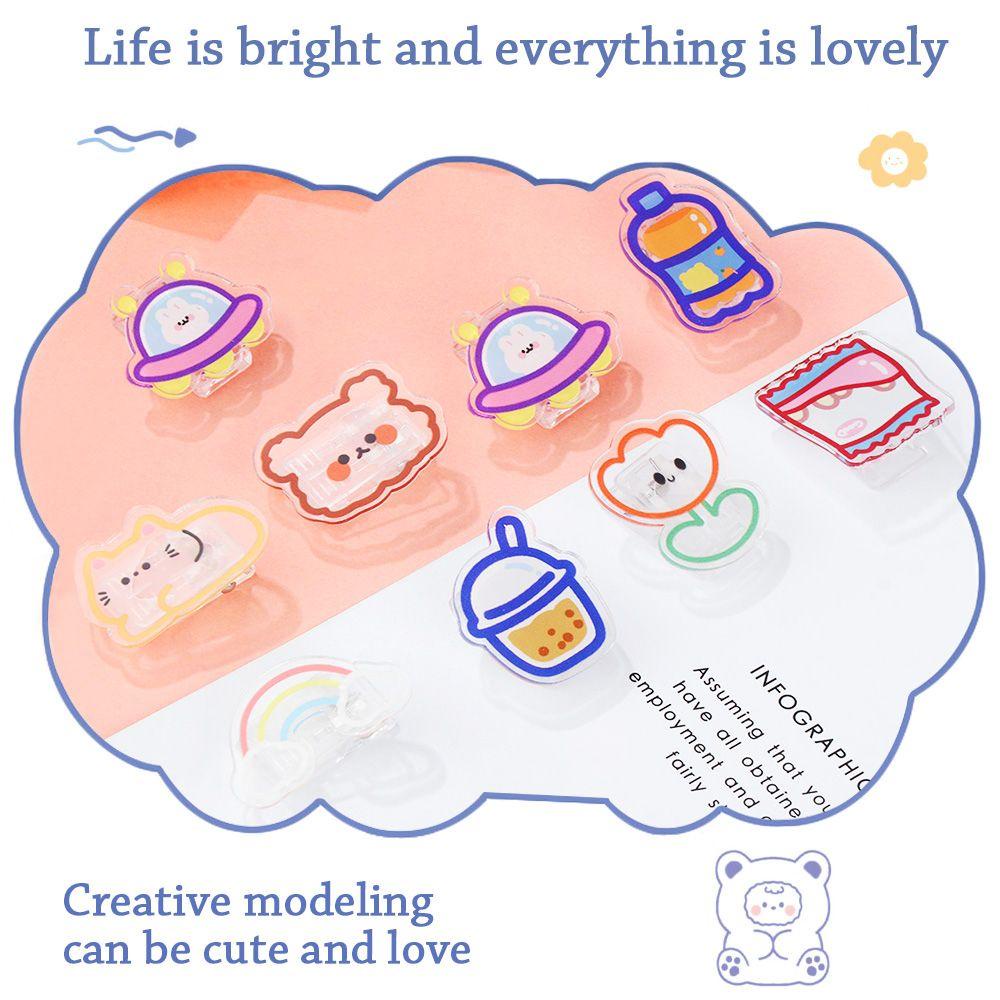 Klip Pengikat Akrilik Nanas Siswa Beruang Lucu Bunga Kartun Makanan Ringan Plastik Klip Penyegel