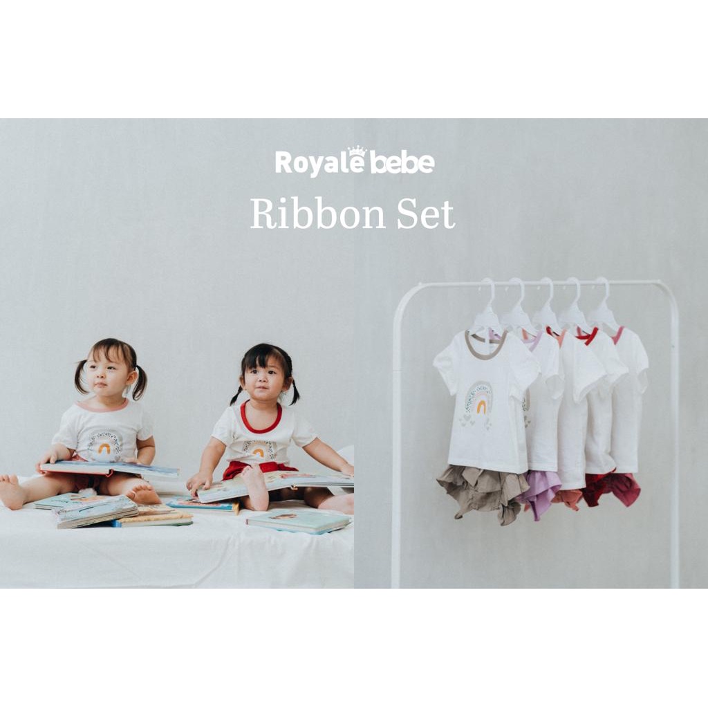 ROYALE BEBE RIBBON SET SETELAN BAJU ANAK MODEL PITA BAJU ANAK PEREMPUAN 1-3 TAHUN