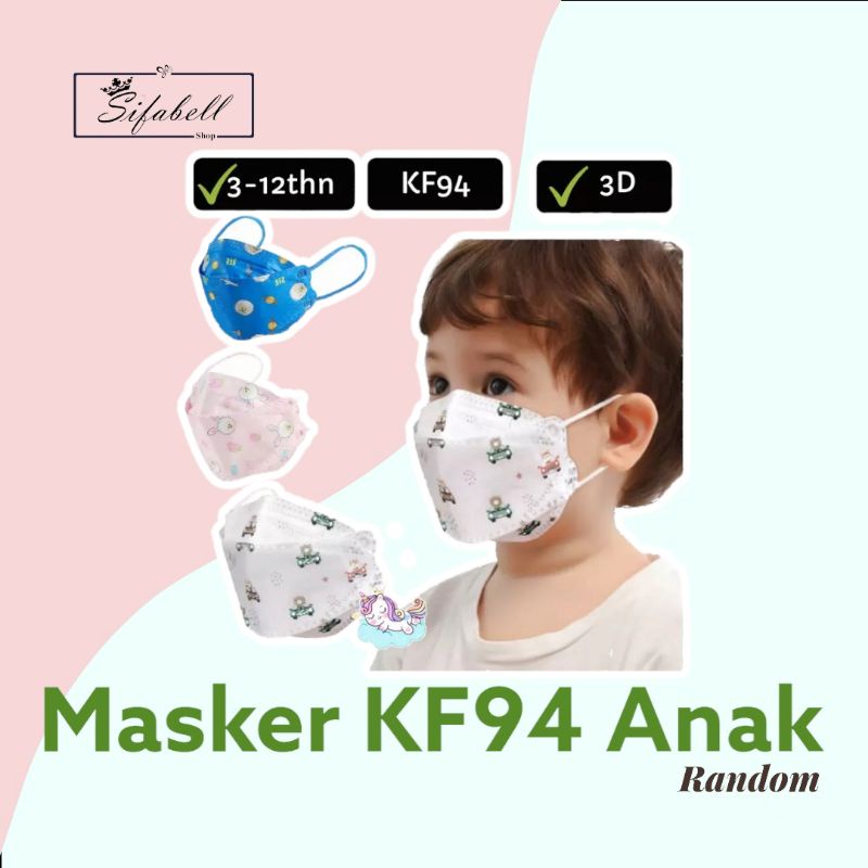 Masker Anak KF94 Korea Motif Disposable Mask Kids Earloop Isi 10 Pcs