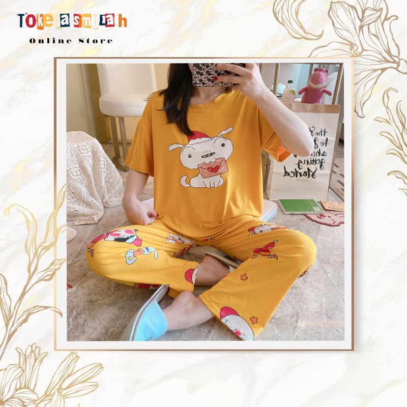 Piyama Import Baju Tidur Kaos Lengan Pendek Korea