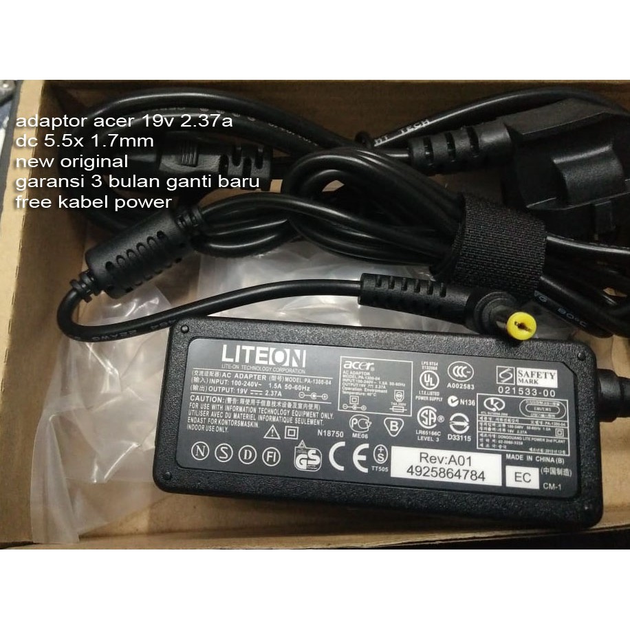 Adaptor Original Acer ES1-111 ES1-131 ES1-432~19V 2.37A