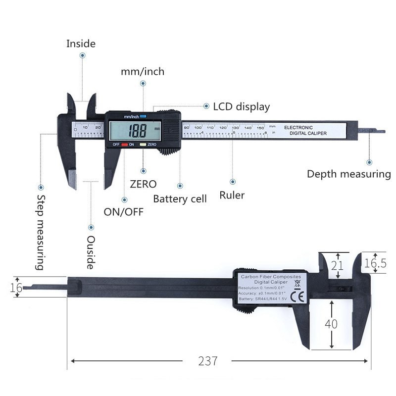 Jangka Sorong Digital Vernier Caliper LCD Screen - JIGO-150 / Digital Jangka Sorong Vernier Caliper