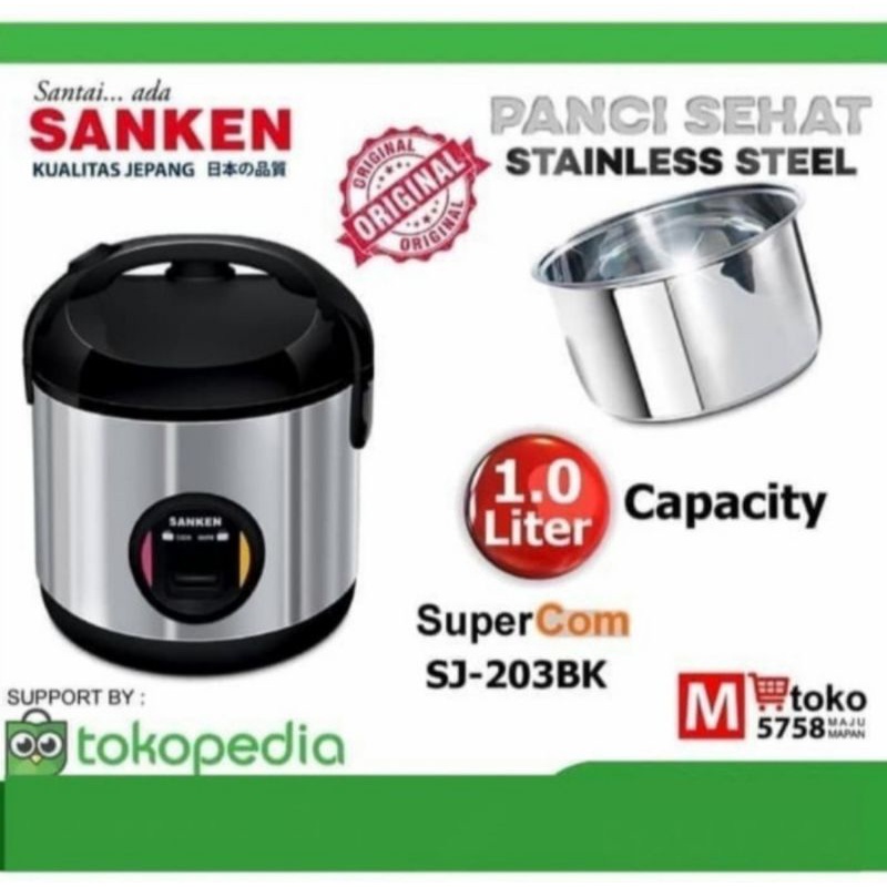 SANKEN SJ 203 Rice Cooker Magic Com Sanken 1.0 Liter SJ203