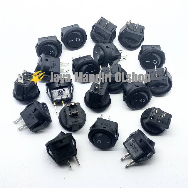 Rocker Switch Bulat Hitam 2 Pin