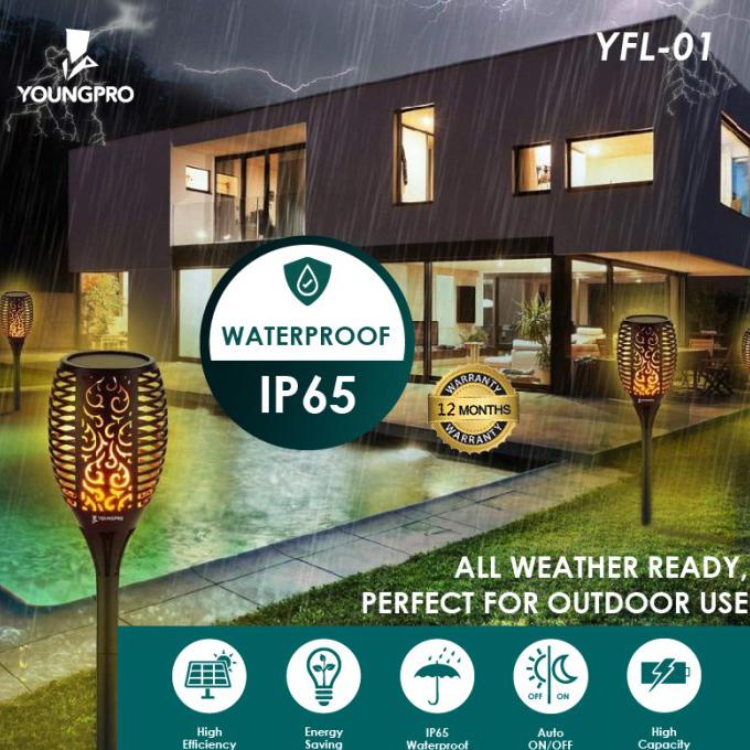 Nikmati Youngpro Yfl-01 Lampu Taman Outdoor Tenaga Solar Bentuk Obor 33 Led - Black Limited
