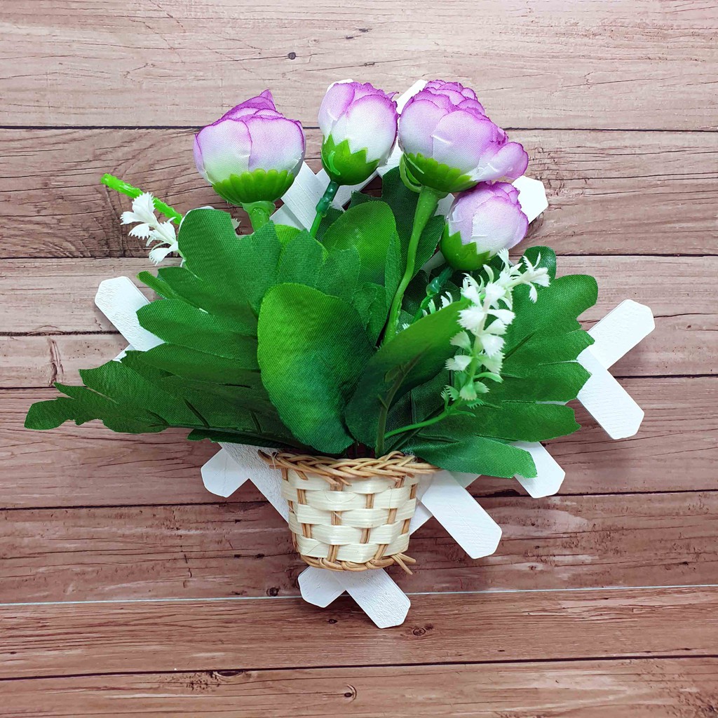 Hiasan Bunga Gantung 17cm x 17cm/ Bunga Plastik/  Bunga Artificial/ Bunga Palsu-Ungu Magenta