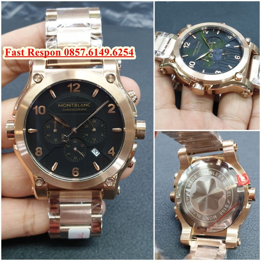 Cash Back Jam Tangan Montblanc Chronograph Rosegold Black Garansi 1th