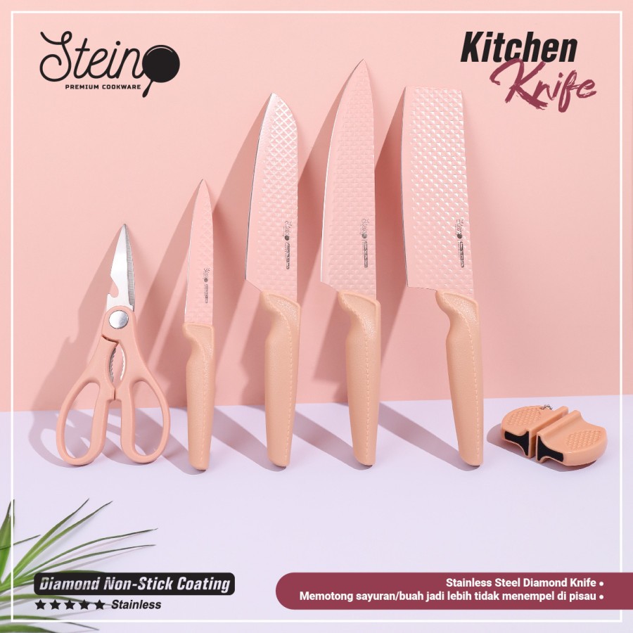 Stein Cookware Diamond Knives Set Pisau Dapur Paket Lengkap Original GROSIR Bonus FREE Bubble Wrap C