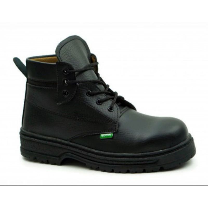 Sepatu safety pria boot besi kerja work original Premium grade A terbaru kekinian-Hitam