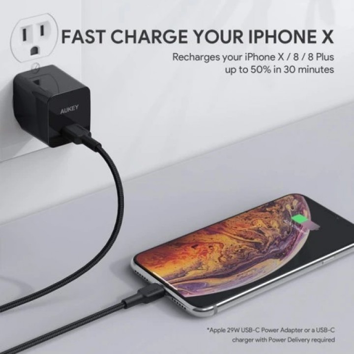 17 AUKEY CB-CL2- Braided Nylon USB-C to Lightning Cable - 2M