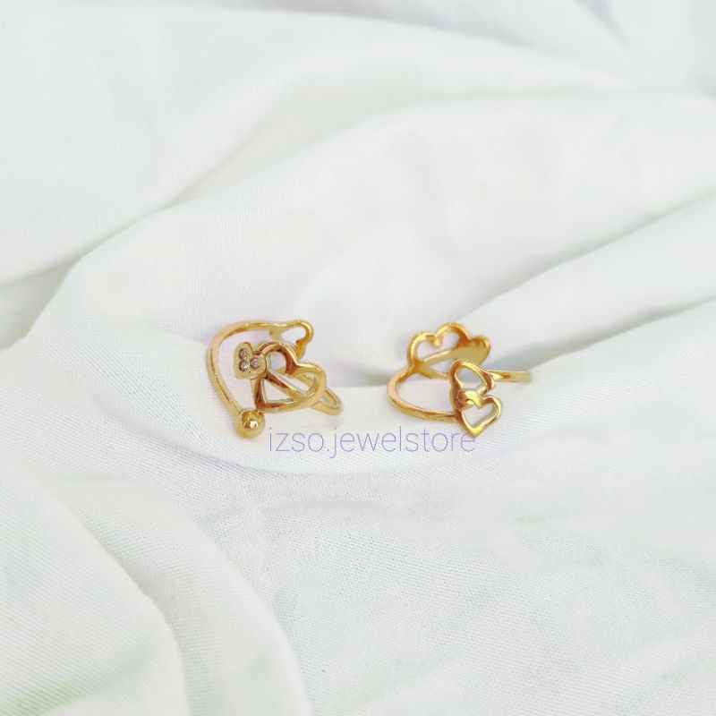 Cincin Titanium Cubic Zirconia Crystal Korean Style Lapis Emas 18k-Loveen