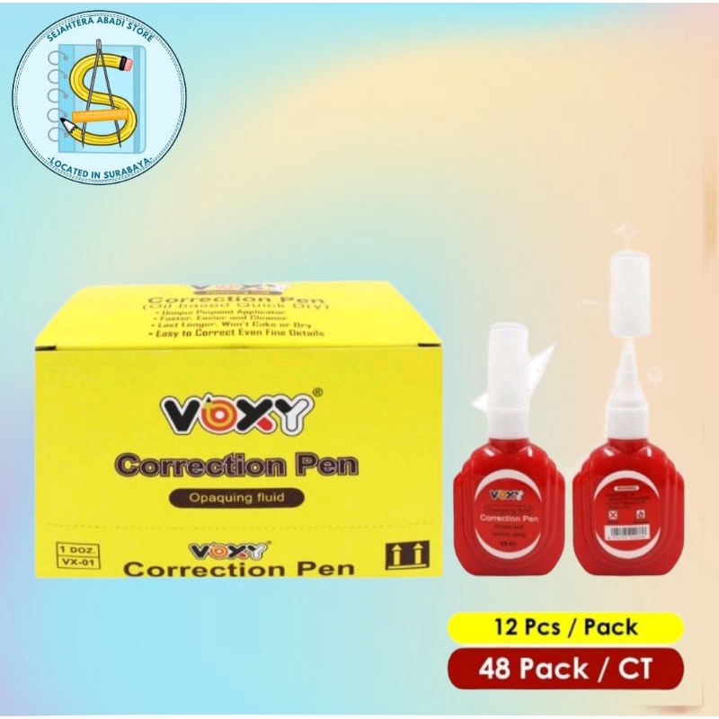 

VOXY TIP EX CAIR / CORR PEN / TIPE X / CORRECTION PEN VOXY VX-01 BOTOL MERAH (PCS)