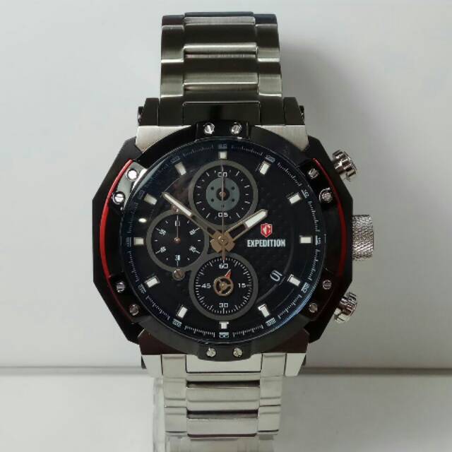 Jam Tangan Expedition e6385 silver black