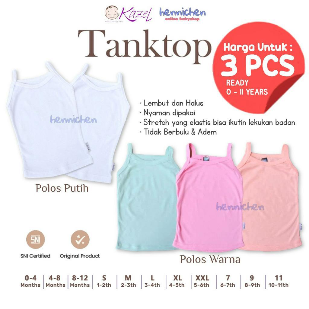 Kazel Singlet Kaos Dalam Tanktop Mini WARNA / PUTIH / WHITE / SERI DENIM BAJU ANAK / BAJU BAYI 0-11 tahun SNI