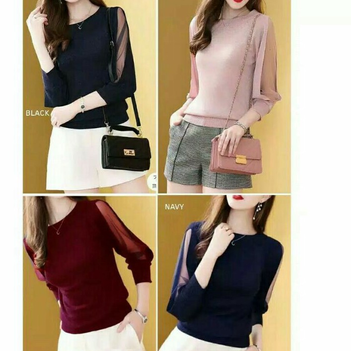 Atasan wanita rajut import/Baju atasan rajut cewek baju blouse rajut wanita import korea kekinian