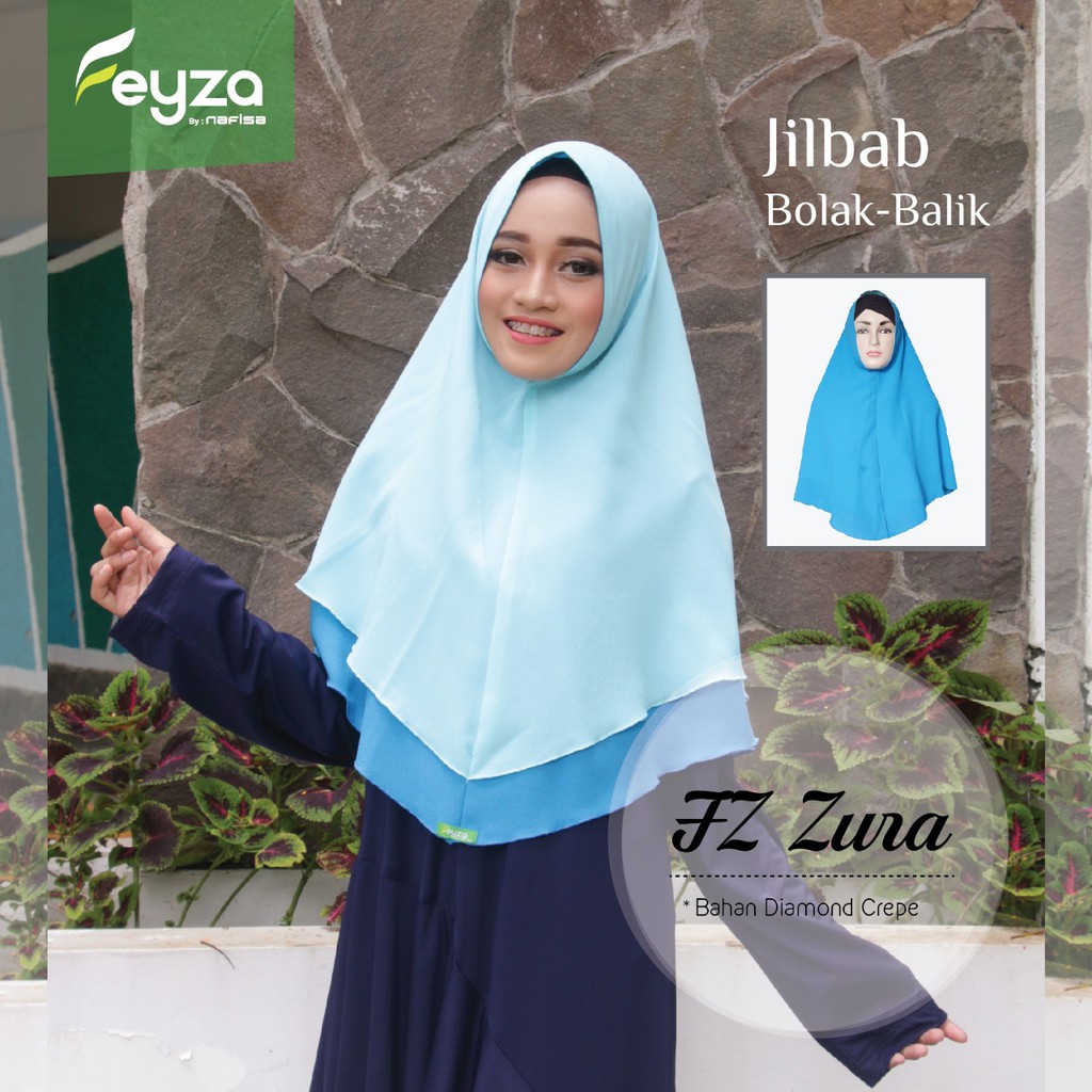 Hijab Instan Antem Feyza Zura | Jilbab Instan Bolak Balik Dua Warna Kerudung Diamond Crepe Premium