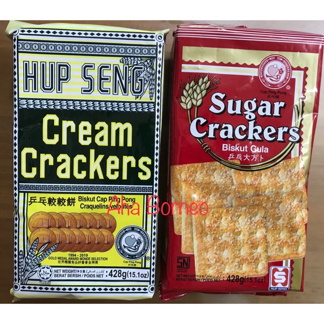 

Hup Seng Cream & Sugar Crackers Cap Ping Pong / Biskuit Hupseng 428gr
