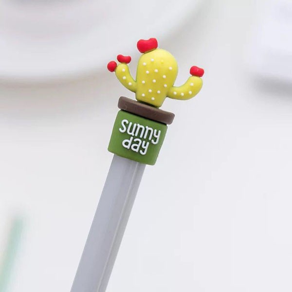 Pena Kaktus Gel Lucu Import / Pulpen Cactus Sunny Day Unik Stationary / TV-52-Grey