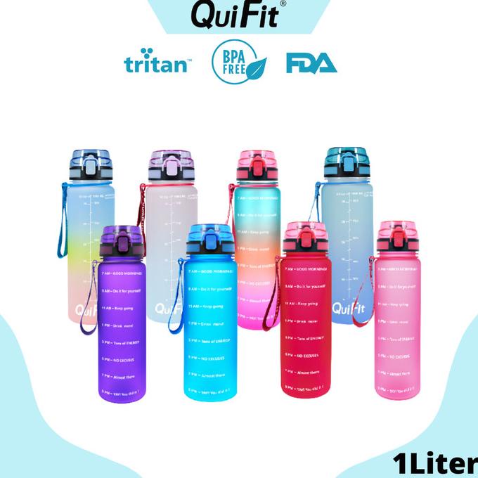 QUIFIT - [1LMT] BOTOL MINUM TRITAN MOTIVASI 1L 100% BPA FREE